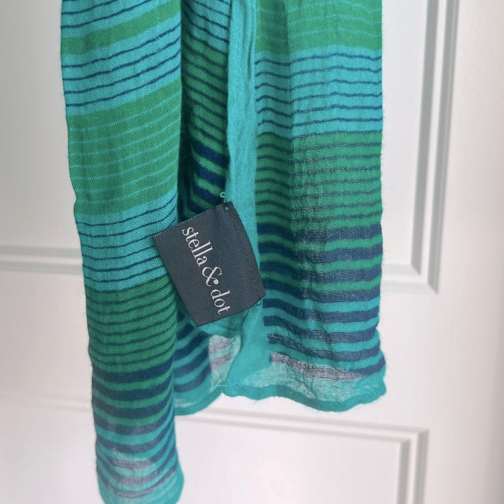 Stella & Dot Green and Blue Striped Scarf